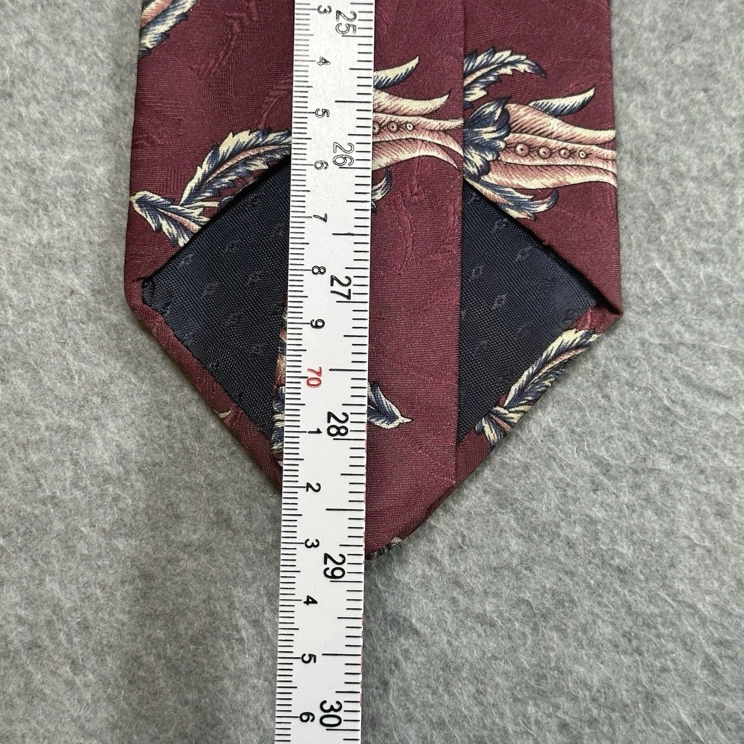 Vintage B Altman Silk Tie, Burgundy Floral Narrow 90s Mens Necktie 58x3.75in