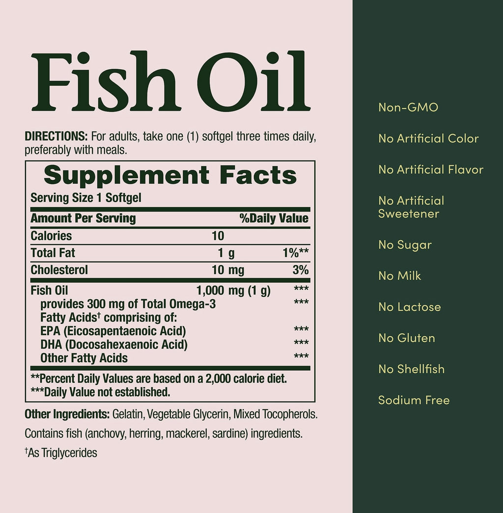 Nature's Bounty Fish Oil 1000mg Omega-3 Softgels, 145 Count