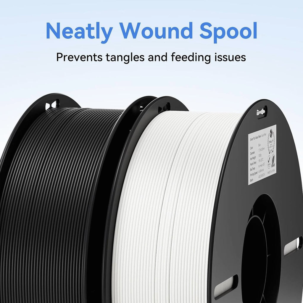 2Kg Black & White PLA 1.75Mm Filament Bundle for 3D Printing with No-Tangle Sp