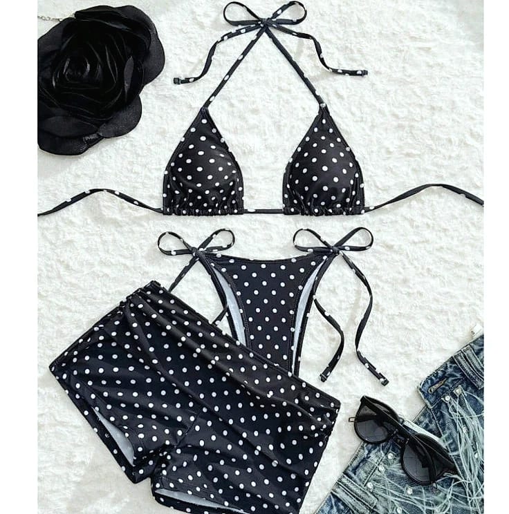 CeCheetah Dot Sexy 3-Piece Bikini Set Women's Swimwear