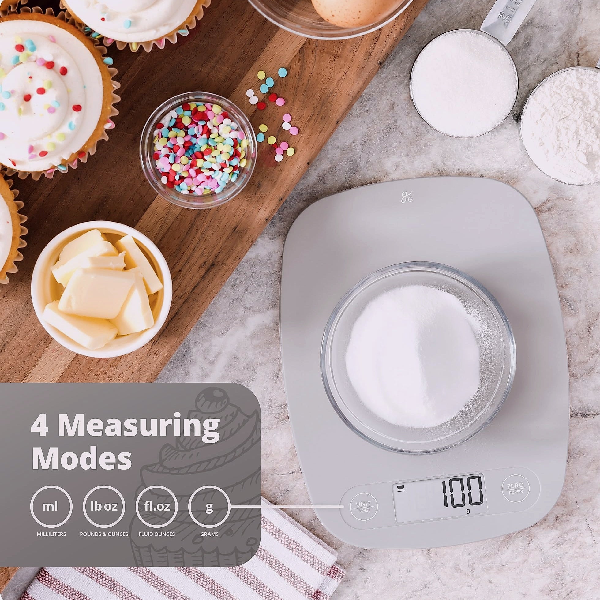 Greater Goods Digital Food Scale, 1g Precision Kitchen Scale