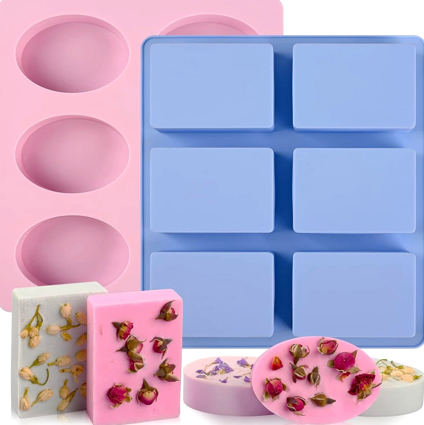2-Pack 6 Cavity Silicone Soap Molds for DIY Soap Making & Desserts