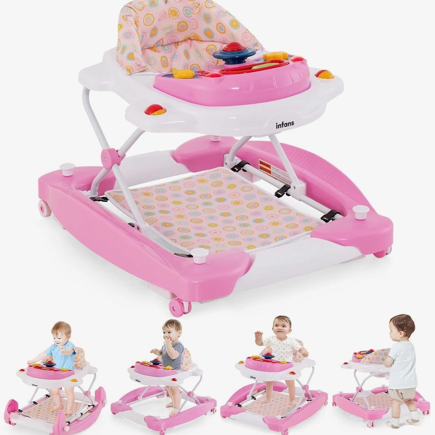 Baby Walker, 5 in 1 behind Walker Learning Seated Rocker Bouncer with Removable