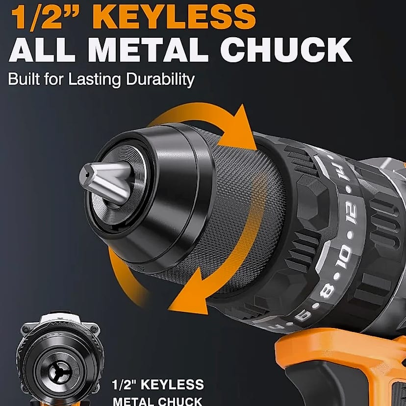 Kankeirr 20V Cordless Hammer Drill Brushless Motor 620 In-lbs