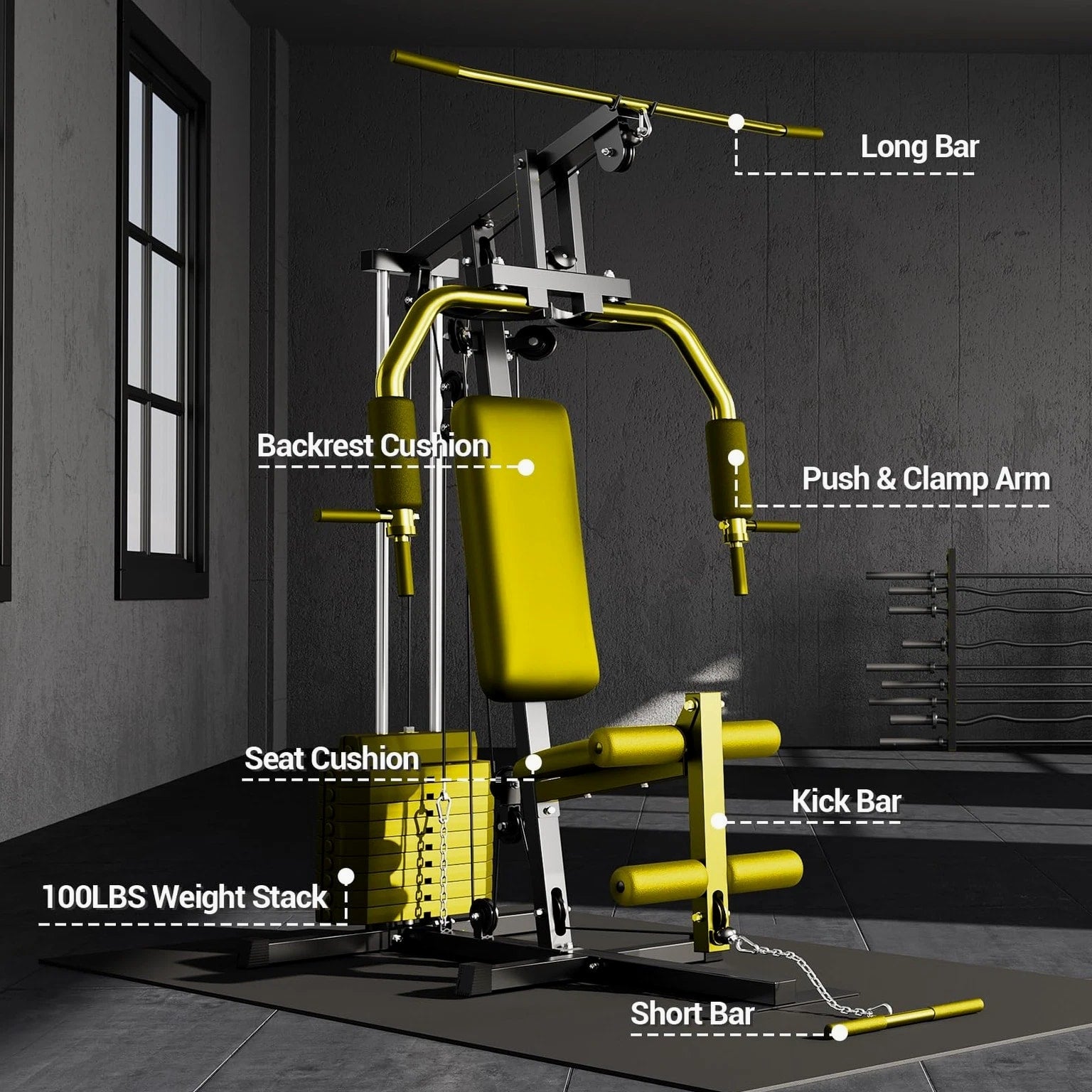 GarveeLife Home Gym Machine 100 LBS Weight Stack Multifunctional Workout