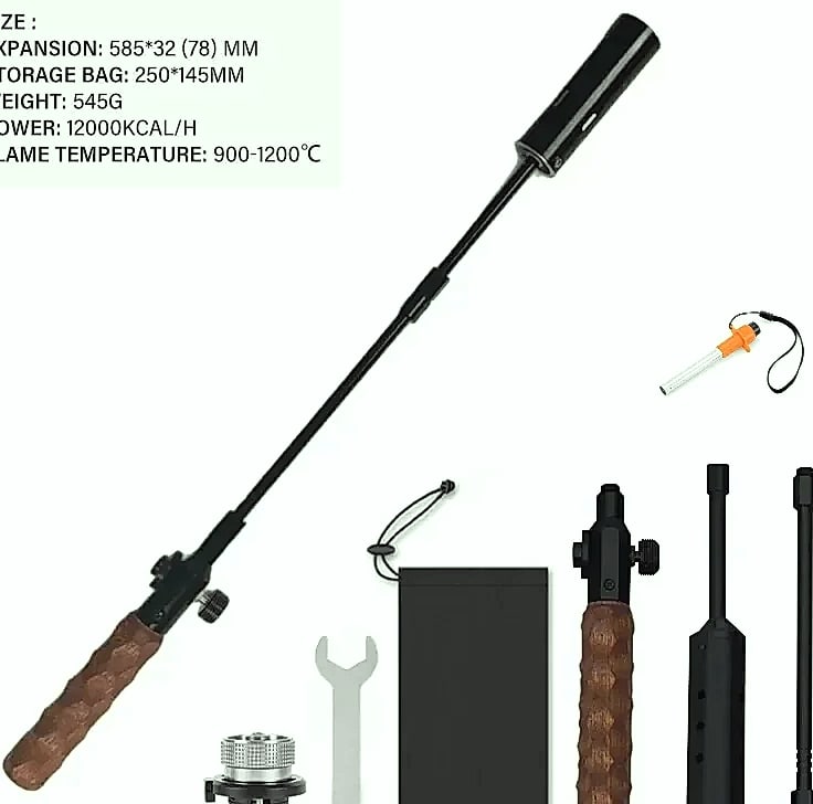 Three-stage Gas Burner Torch with Wood Handle Outdoor Cooking