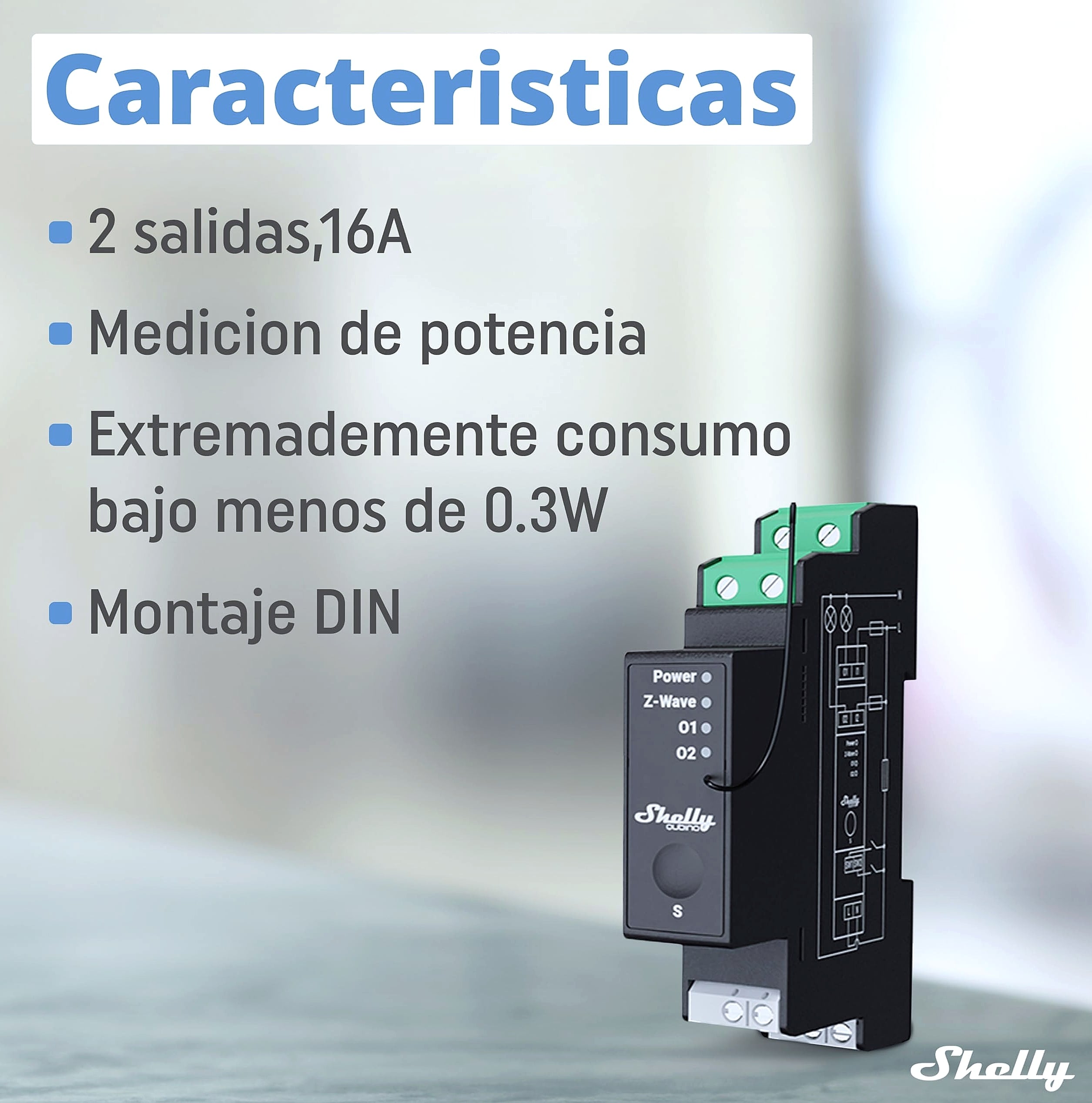 Shelly Wave Pro 2PM Z-Wave Smart Switch 2-Channel DIN Rail