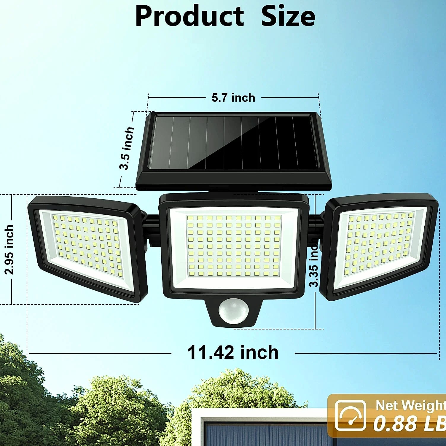 SZRSTH 3-Head Solar Motion Sensor Security Light