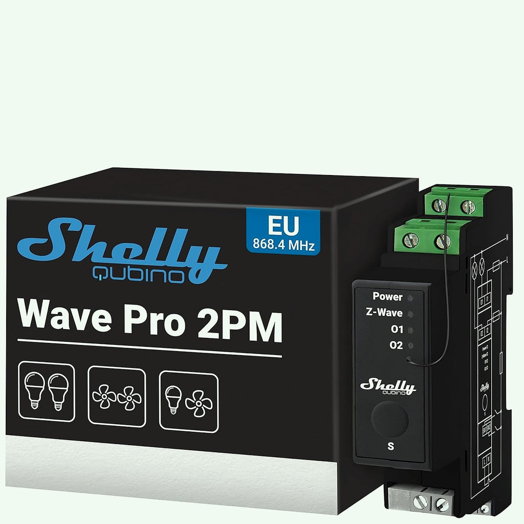 Shelly Wave Pro 2PM Z-Wave Smart Switch DIN Rail Relay