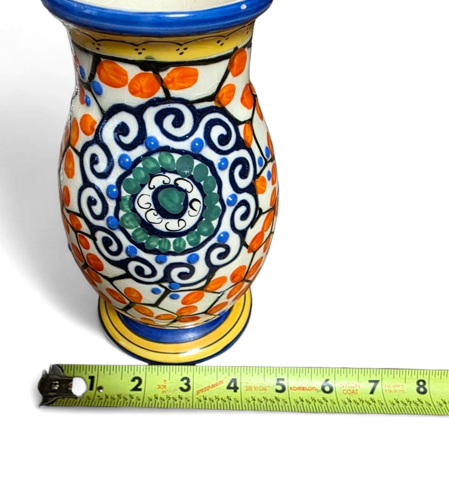 VTG Art Deco Hand Painted Ceramic Vase Czechoslovakia Pottery And Glass Decor