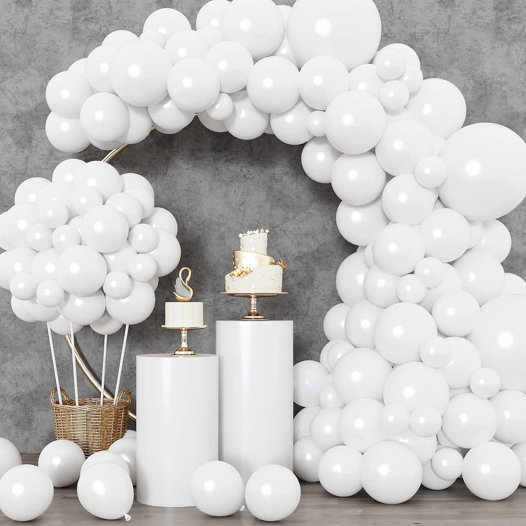 Rubfac White Latex Balloons 129pc Garland Arch Kit