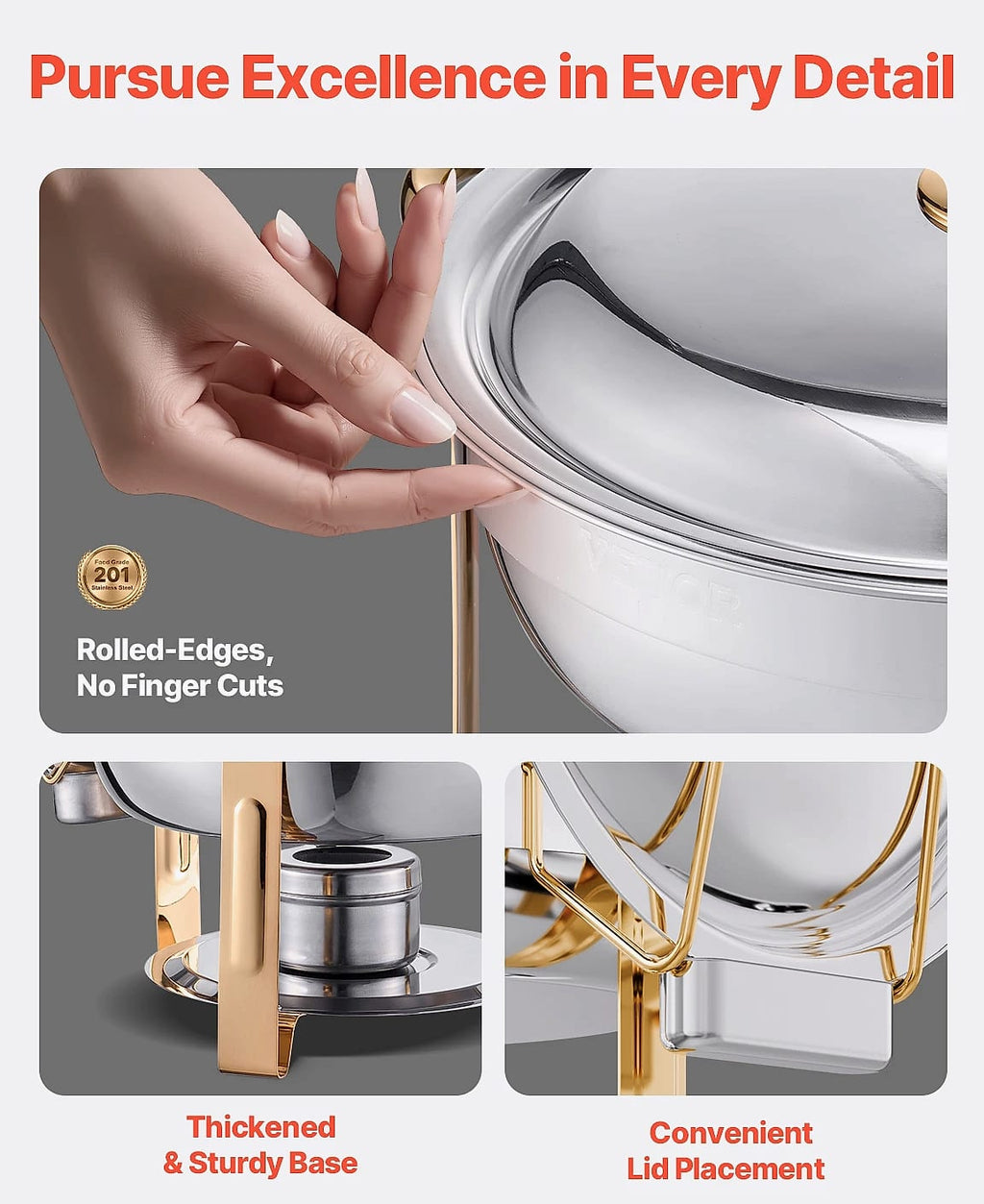 SucceBuy 4-Pack Chafing Dish Buffet Set Stainless Steel
