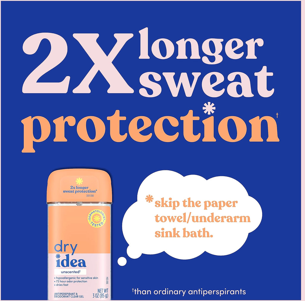 Dry Idea Gel Deodorant for Women, Unscented, 3 oz (Pack of 6)