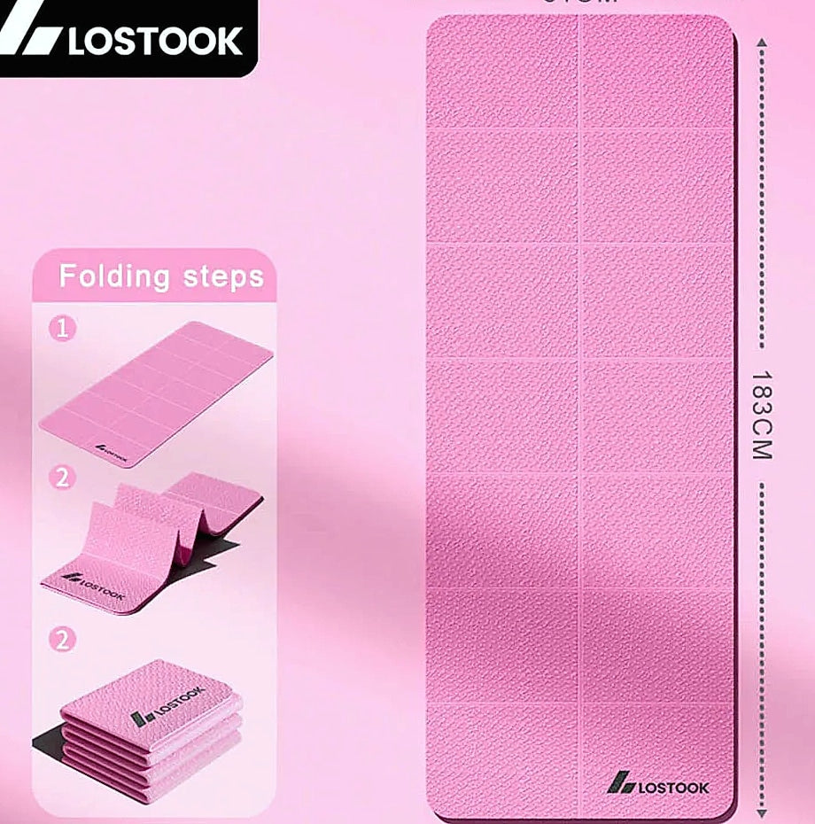 Lostook 4mm TPE Foldable Yoga Mat for Home Workouts