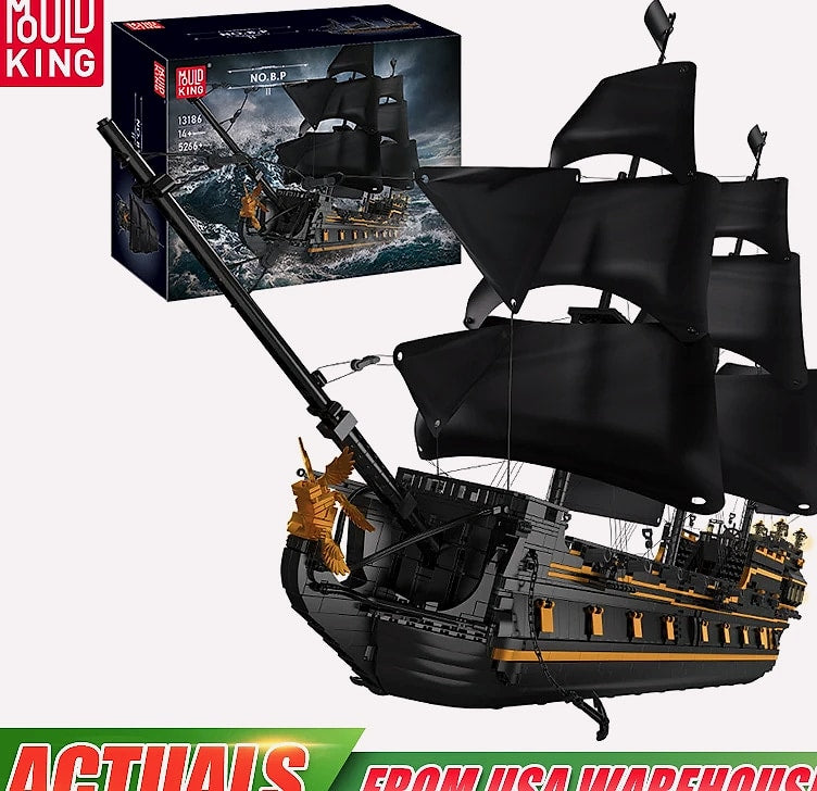 Mould King 13186 Pirate Ship Toys The Big Black Pearl Building Block Assembly Pirate Ship Brick Set Kids Christmas Gift