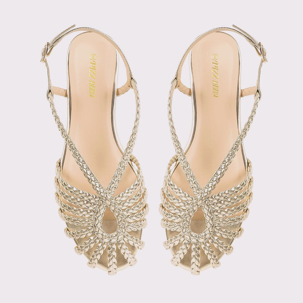 PIZZ ANNU Sophia Braided Flat Sandals Women Walking Shoes