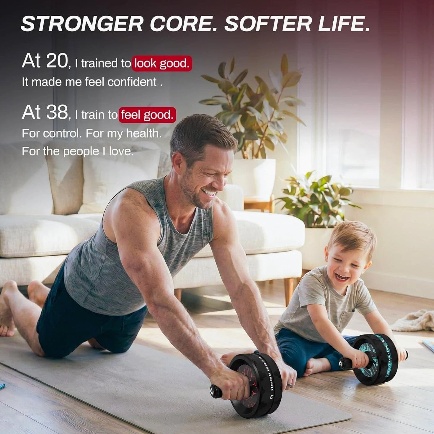 VINSGUIR Ab Roller Wheel, Abs & Core Workout Equipment for Home Gym with Knee Pa