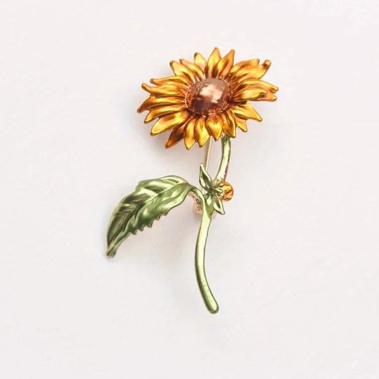 Fashion Rhinestone Brooch Plant Flower Green Leaf Corsage Clothing Accessories