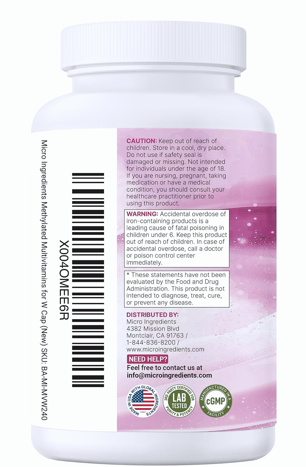 Micro Ingredients Methylated Multivitamin for Women, 240 Capsules