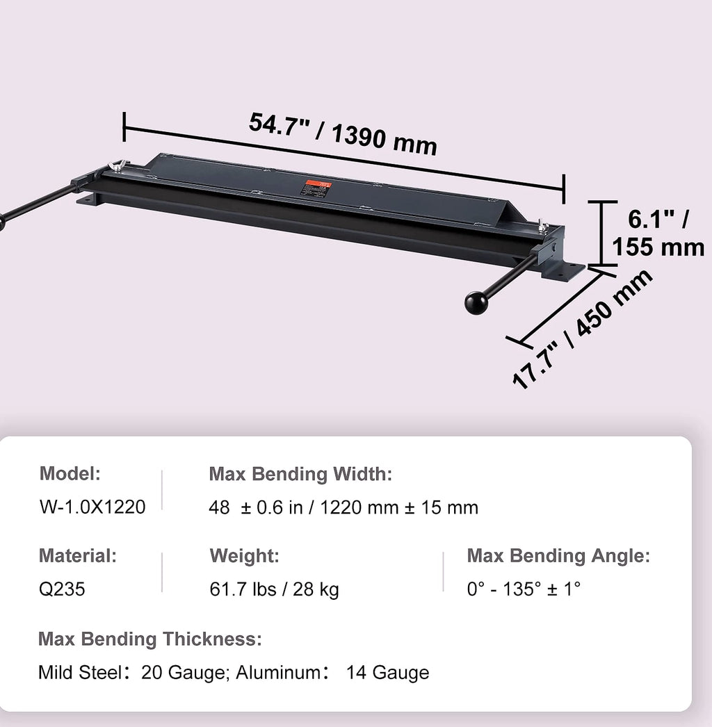 SucceBuy Box Pan Brake 24in 36in 48in Sheet Metal Bender
