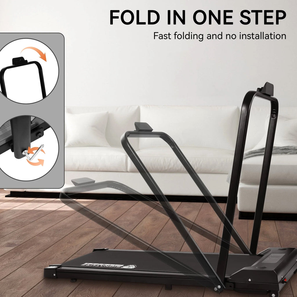 2-in-1 Foldable Treadmill, Compact Walking Pad, Under Desk Electric Treadmill