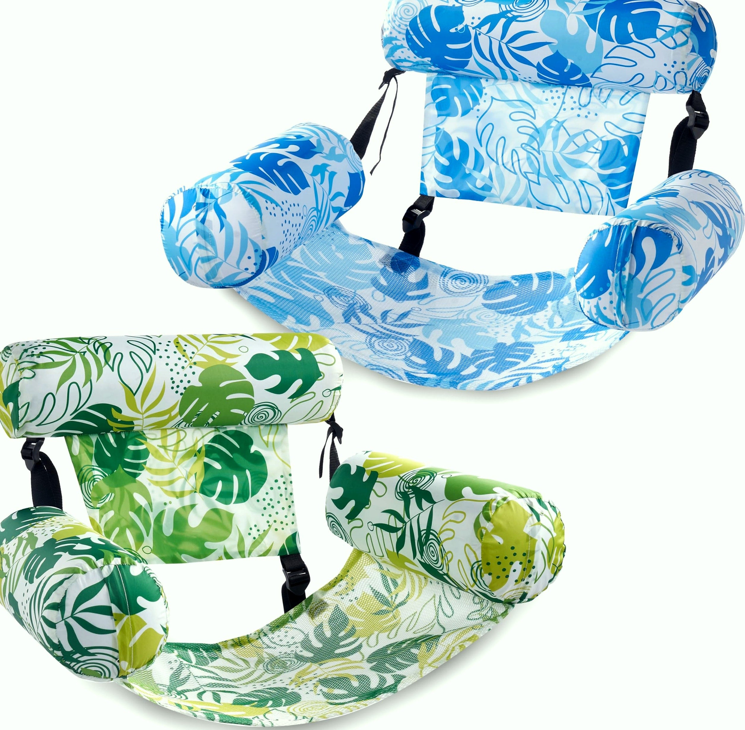 Sloosh Inflatable Pool Float Chairs, 2 Pack Floating Lounges