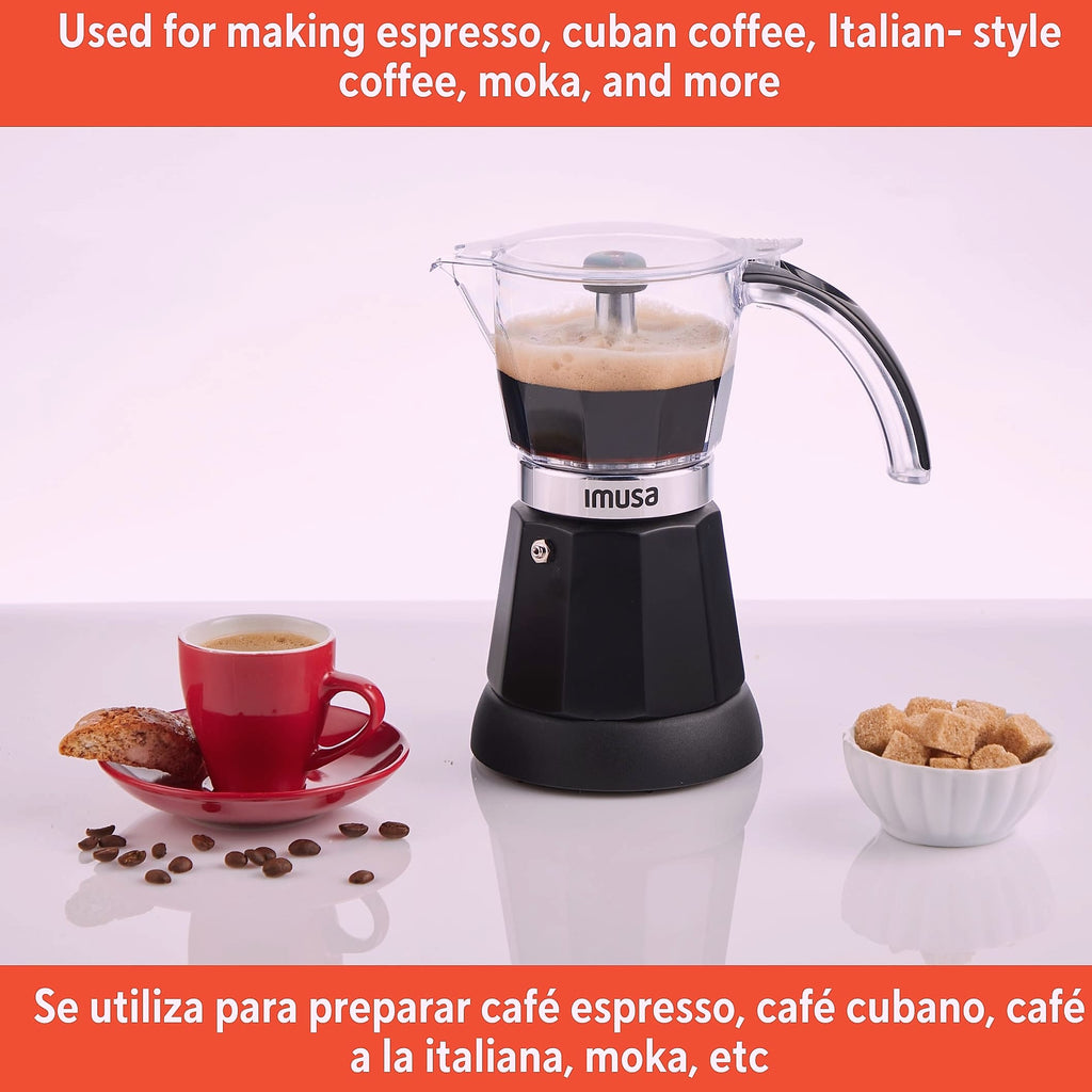 Imusa Electric Espresso Maker, 6 or 3 Cup Moka Coffee Machine