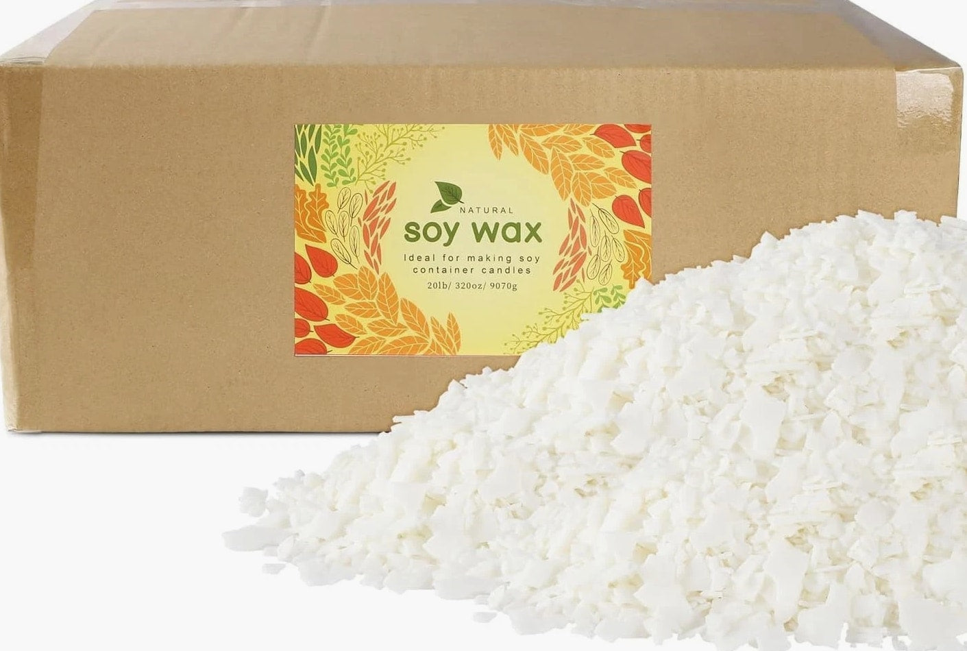 Bulk 20 lb Natural Soy Wax for Candle Making - Easy Melt Unscented Flakes