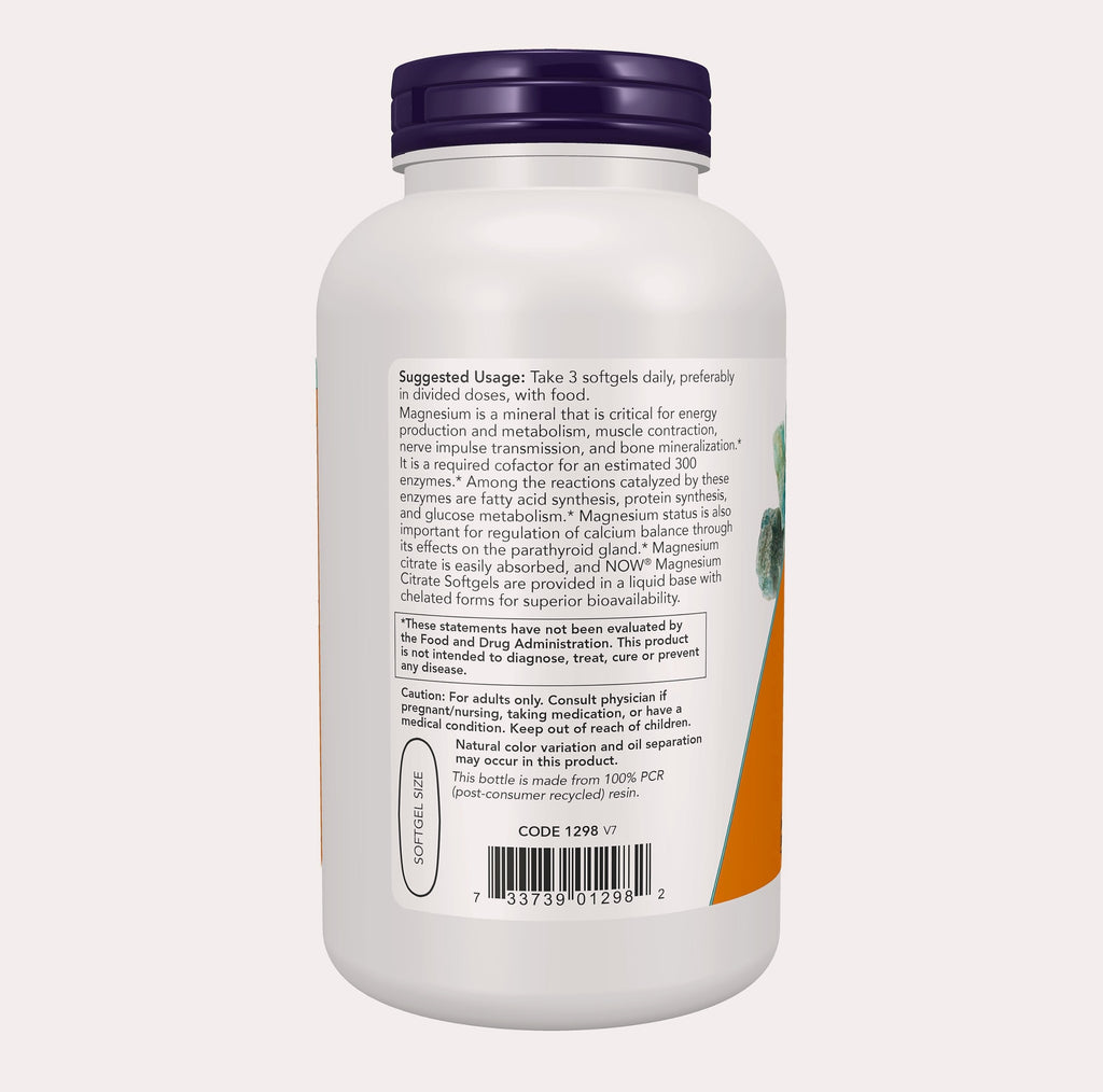 NOW Foods Magnesium Citrate with Glycinate and Malate, 180 Softgels