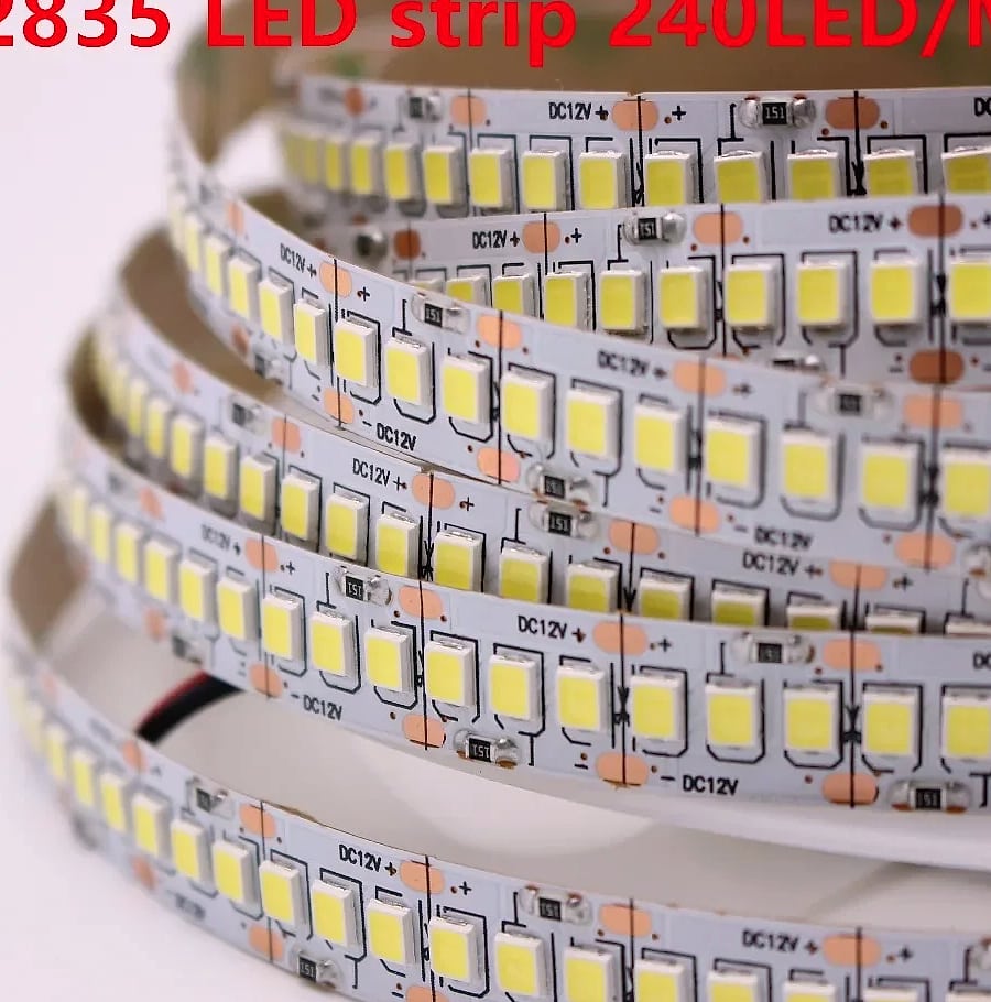 Taslauk 10mm PCB 2835 SMD LED Strip 240 leds/m 12V/24V