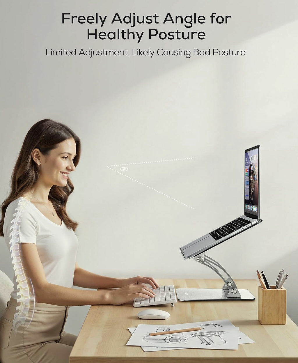 Nulaxy Adjustable Laptop Stand Dual Foldable Riser 10-17"
