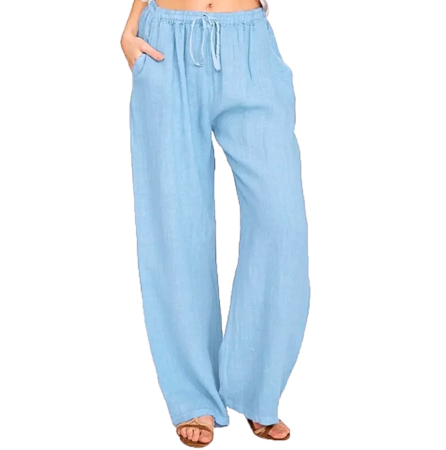 Women's Cotton Linen Elastic Waist Casual Pants
