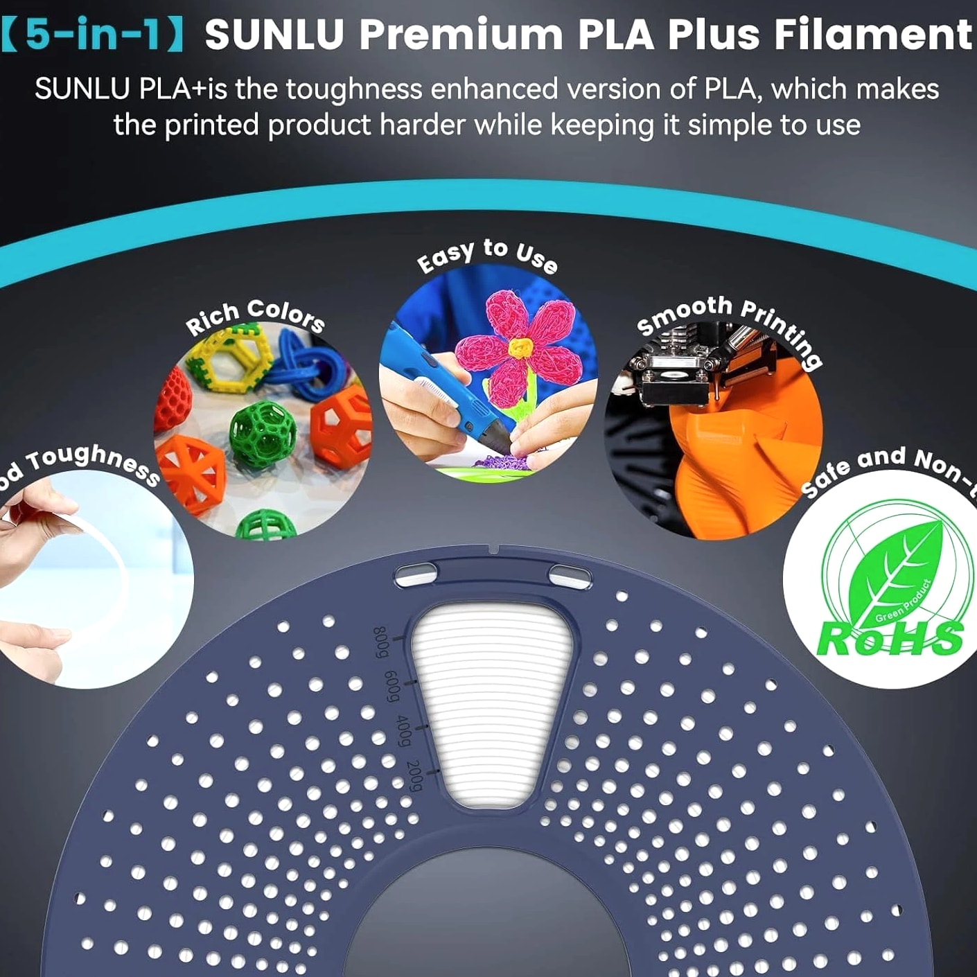 【BUY 10 PAY 6】SUNLU 1.75mm PLA Plus 3D Printer Filament PLAPLUS Toughness 1KG Spool