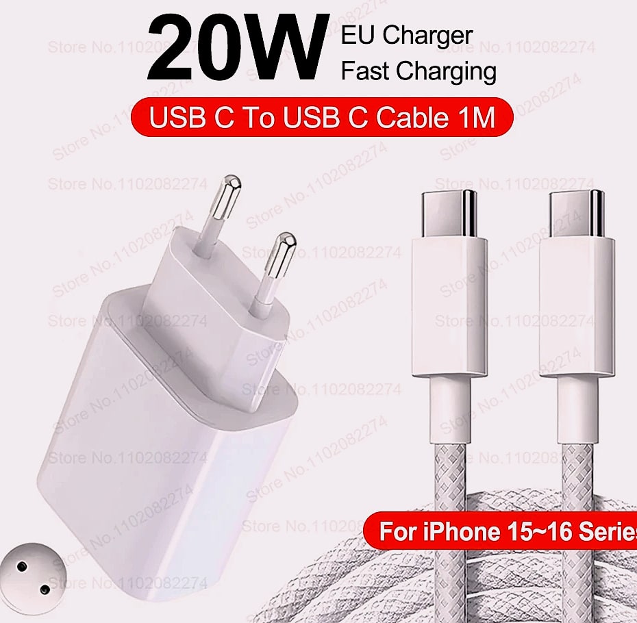 PD 40W Fast Charger with USB-C Cable for iPhone iPad