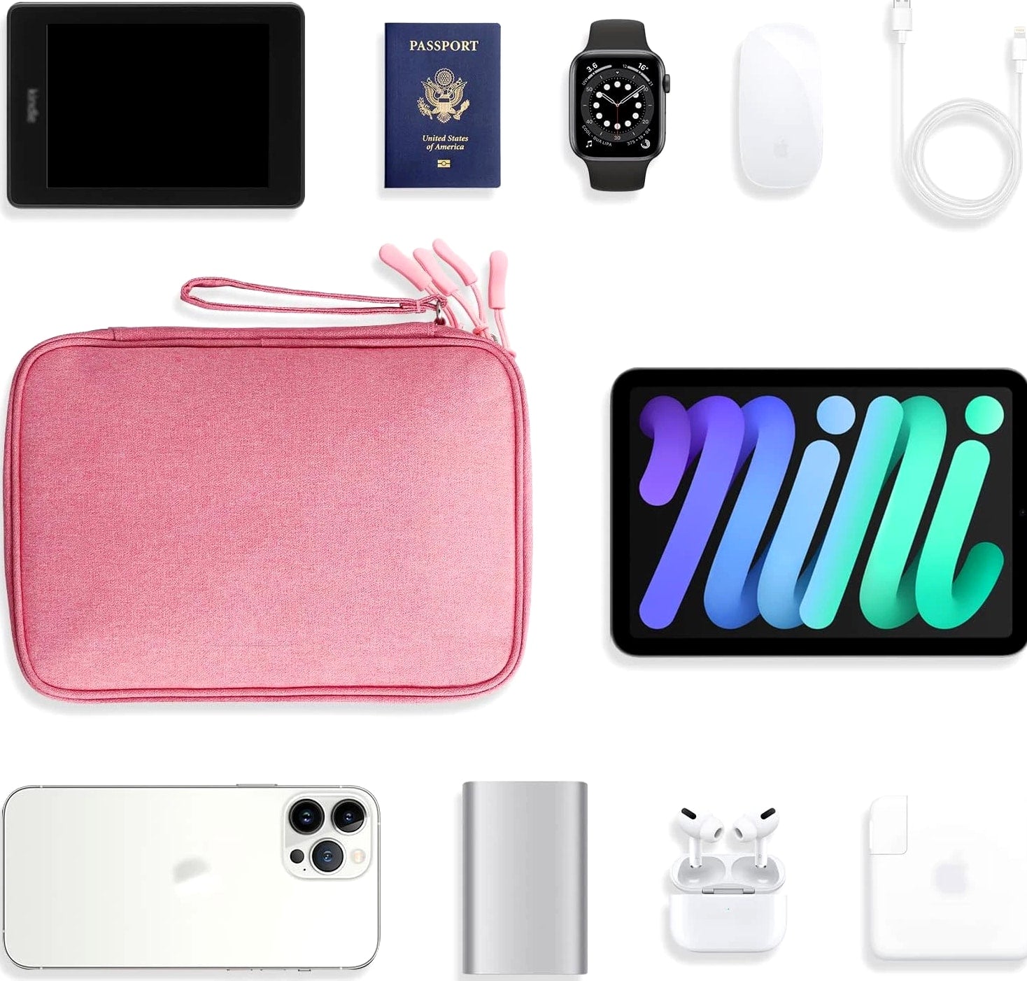 Travel Electronics Organizer Pouch Bag for Tech Gadgets & Airplane Accessories,