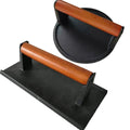 Burger Press 6.6" Round Heavy-Duty Cast Iron Smash Meat Steak with Wood Handl...