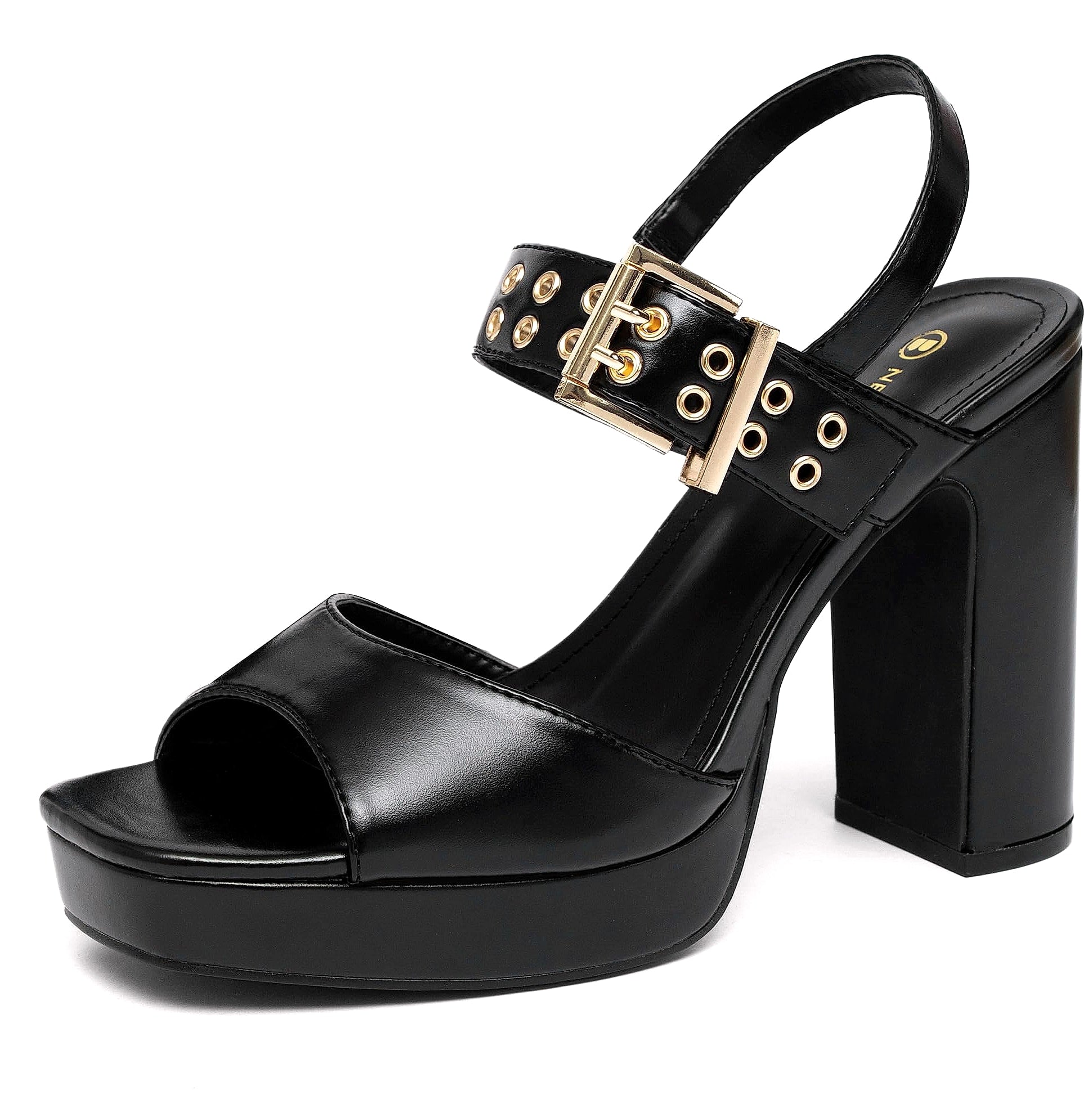 NEWBELLA Block Heel Platform Sandals with Ankle Strap