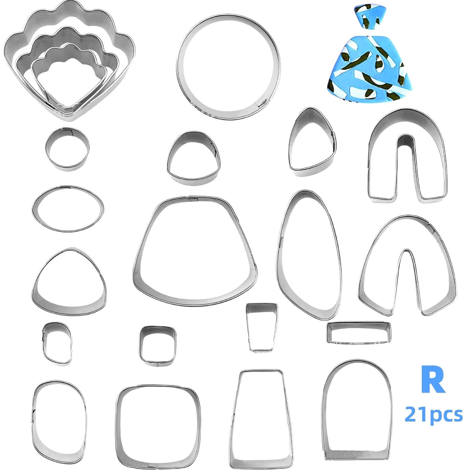 21 Pcs Polymer Clay Cutters Set - Earring Jewellery Cutting Mold Tool Findings DIY