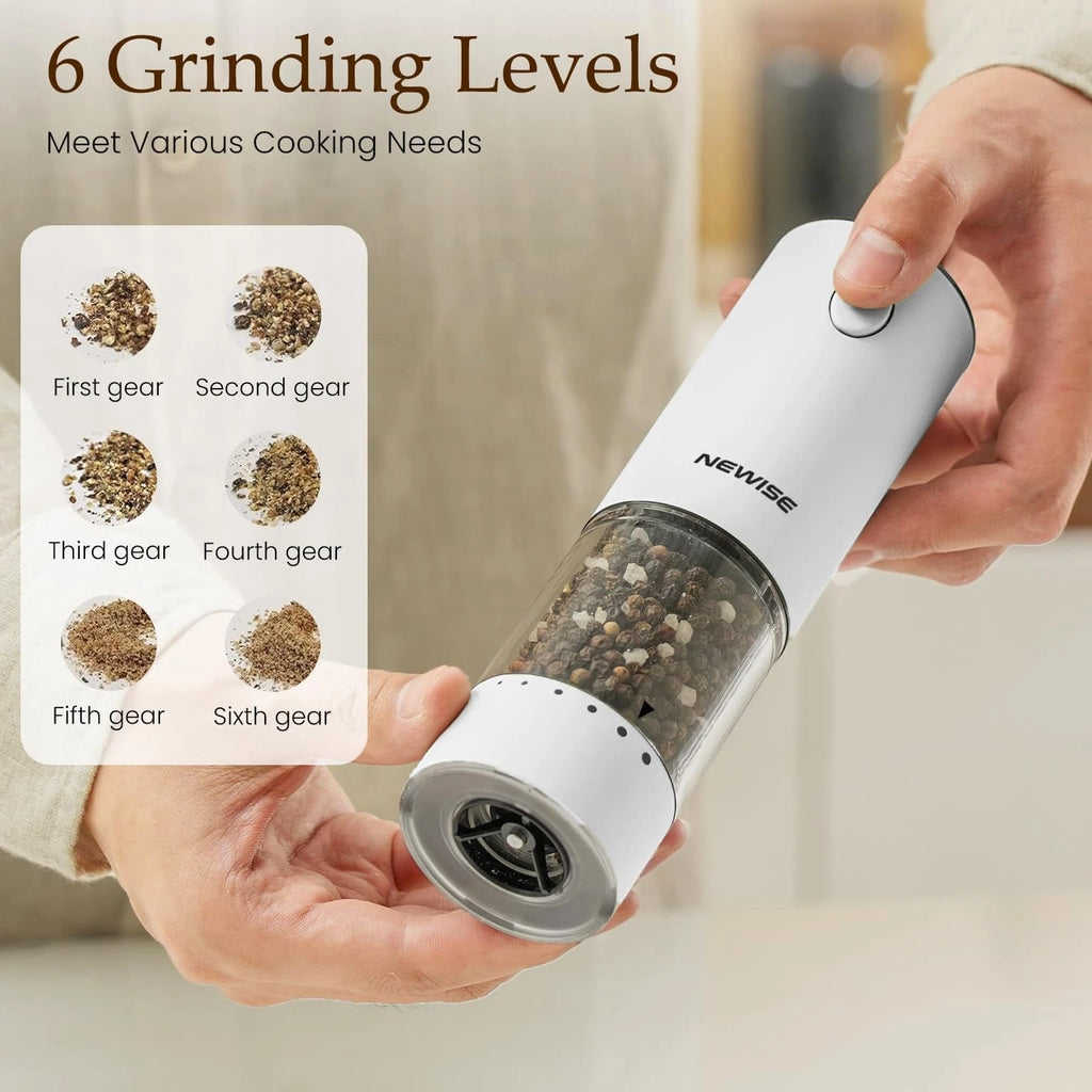 Electric Salt and Pepper Grinder Set, Adjustable Coarseness & LED Light, Rech...