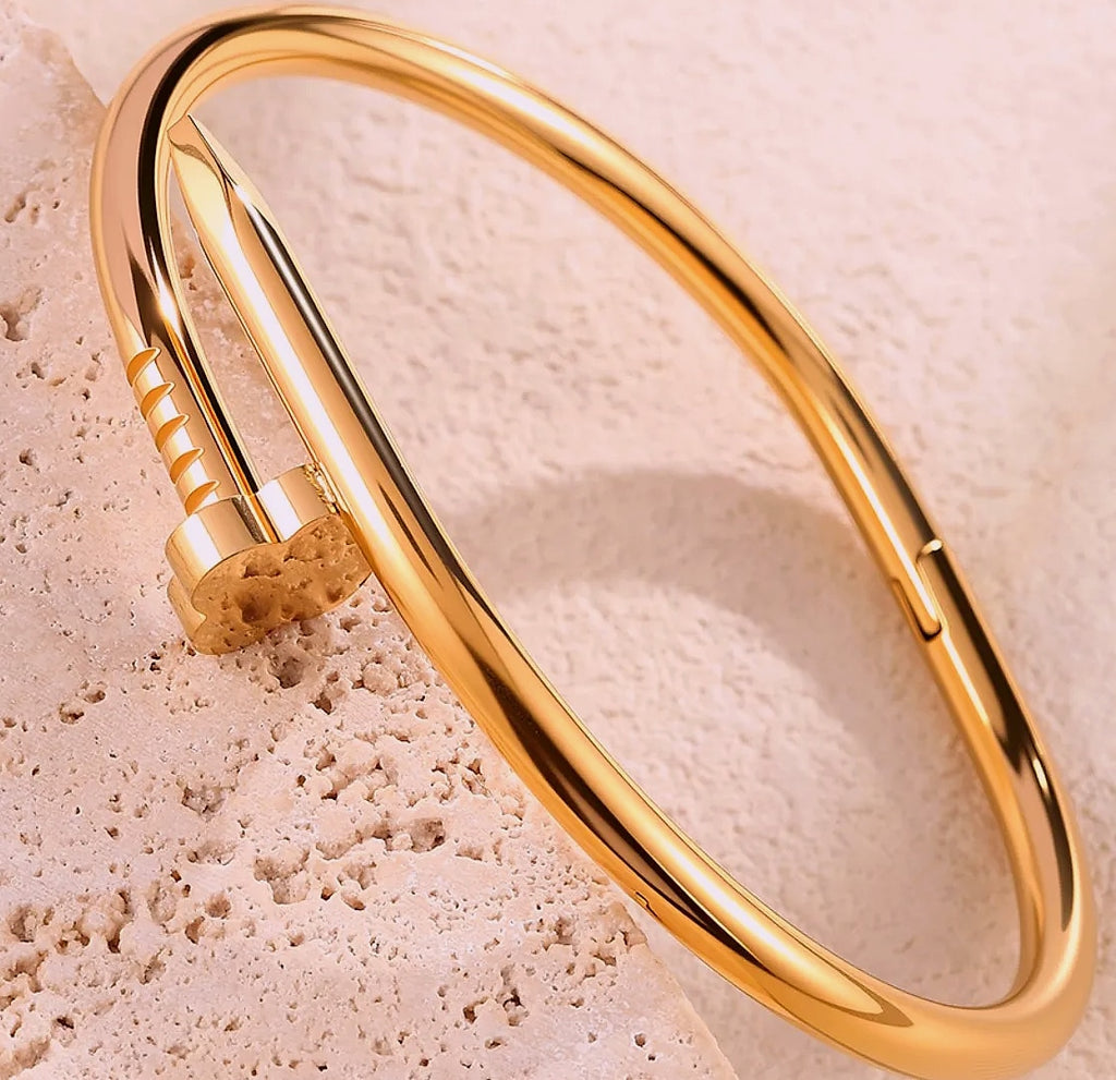 18K Gold Plated Stainless Steel Nail Bracelet Set