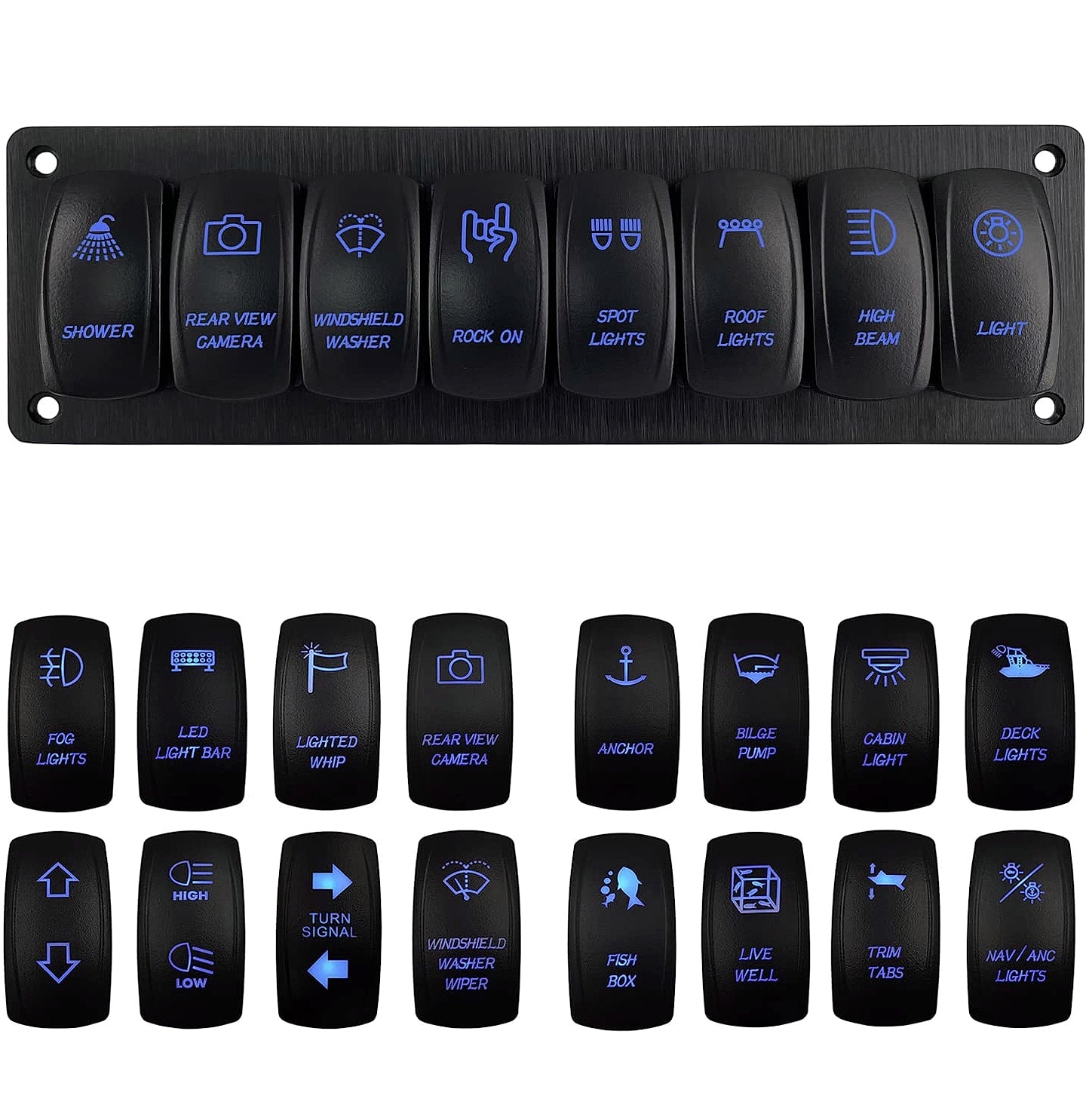BACAUTOPARTS 8-Way Marine Switch Panel 12V/24V Rocker