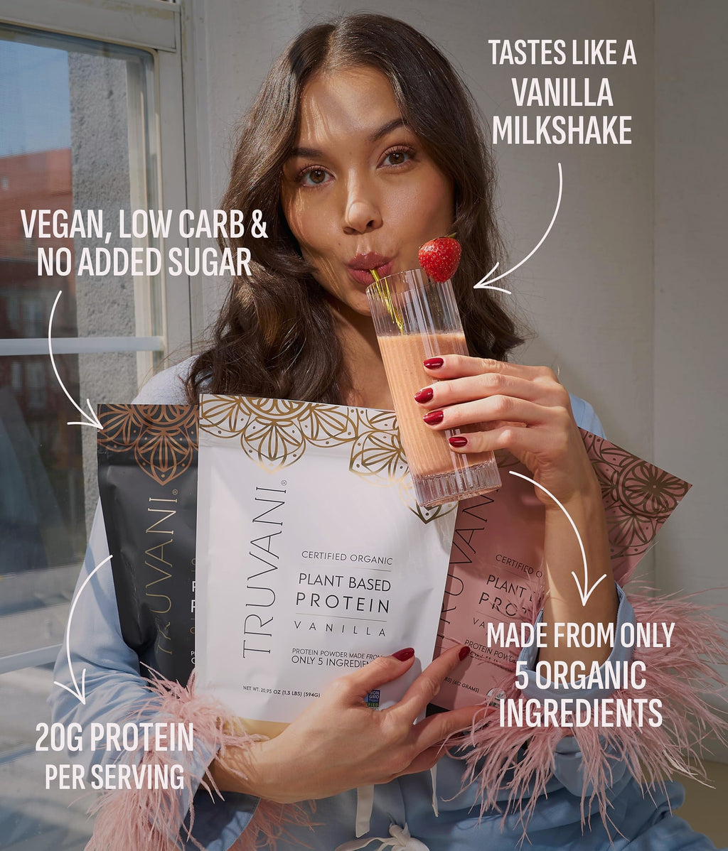 Truvani Organic Plant Based Protein Powder Vanilla 20g Pea