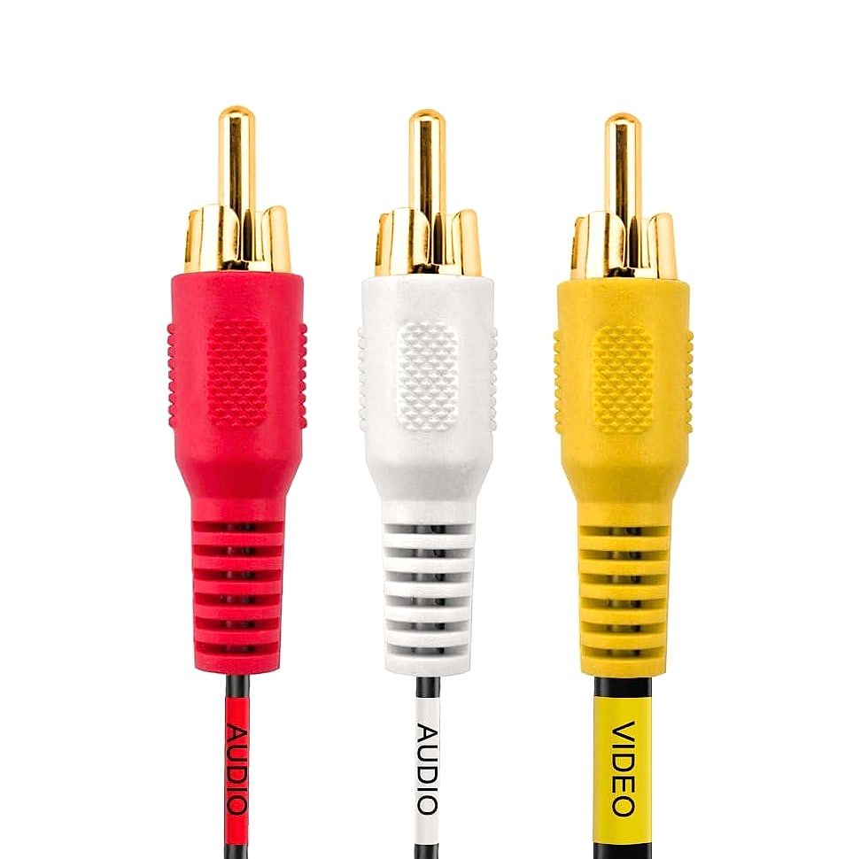 Cmple - 3 RCA Cable 50 Feet Composite Three RCA Male to Male Audio Video Cables A/V Gold Plated Triple Plug to Plug Cord for VHS/DVD Players, TVs