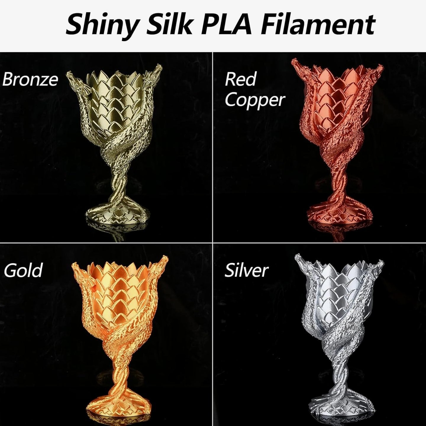 PLA 3D Printer Filament PLA Filament 1.75Mm Silk Filament Bundle,Gold, Silver...