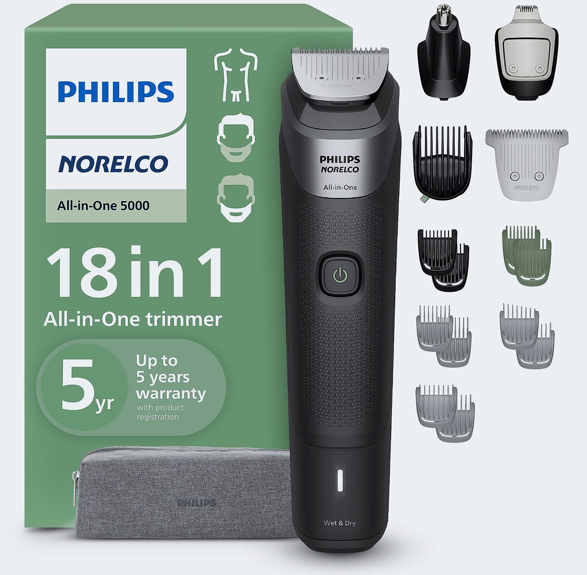 Philips Norelco Multigroom 5000 MG5910/49 18-Piece Grooming Kit