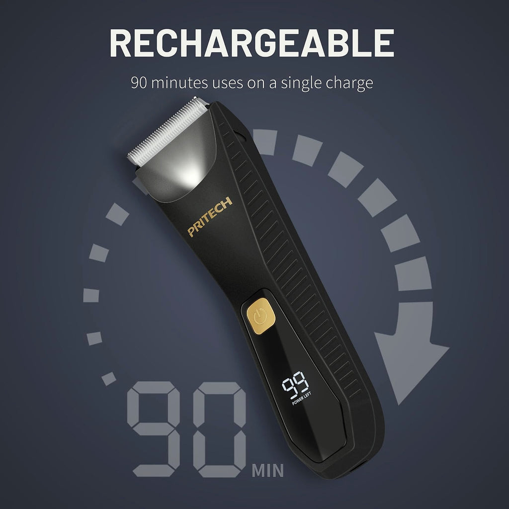 PRITECH Waterproof Body Hair Trimmer with Ceramic Blade