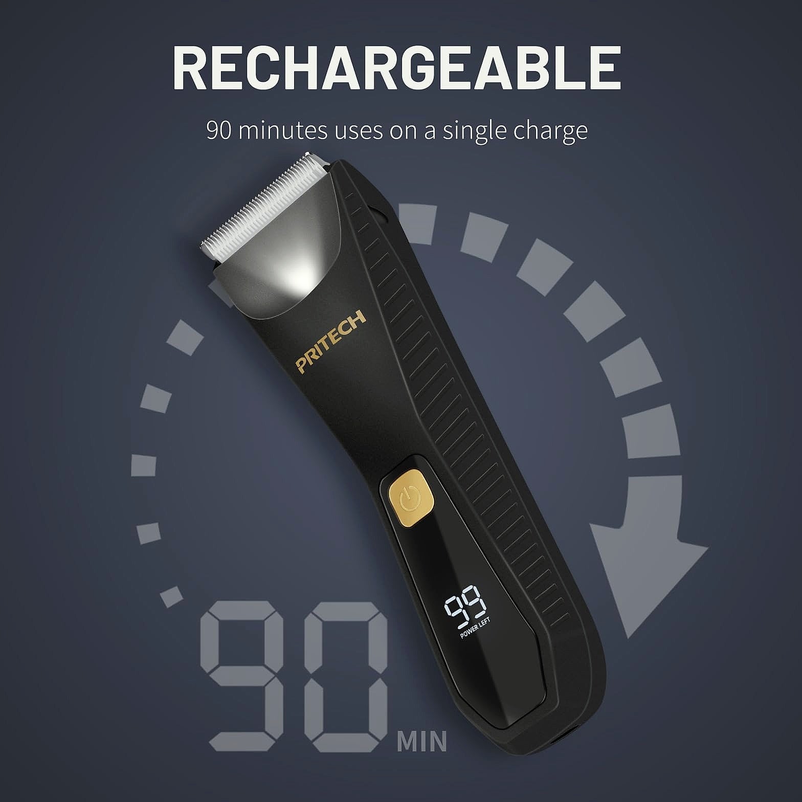 PRITECH Waterproof Body Hair Trimmer with Ceramic Blade