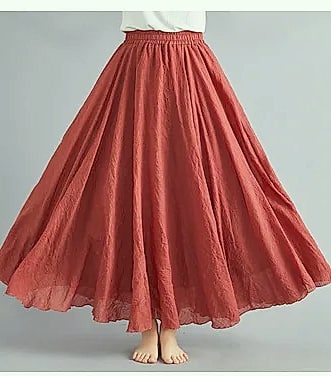 28-Color Mori Girl Cotton Linen A-line Long Skirt