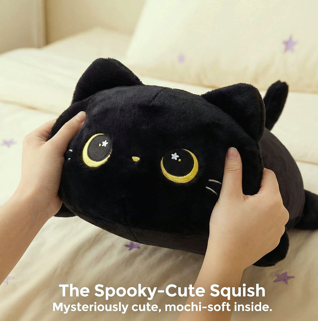 Mewaii 13 Inch Black Cat Plush Pillow Soft Stuffed Animal
