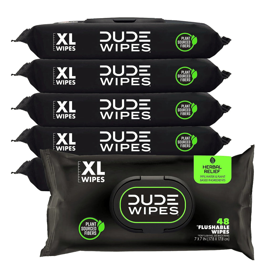 DUDE Wipes Unscented Flushable Wipes for Adults, 6 Pack
